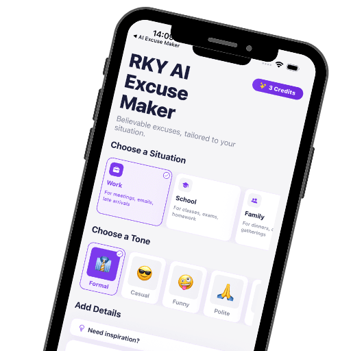 RKY AI Excuse Maker screenshot preview